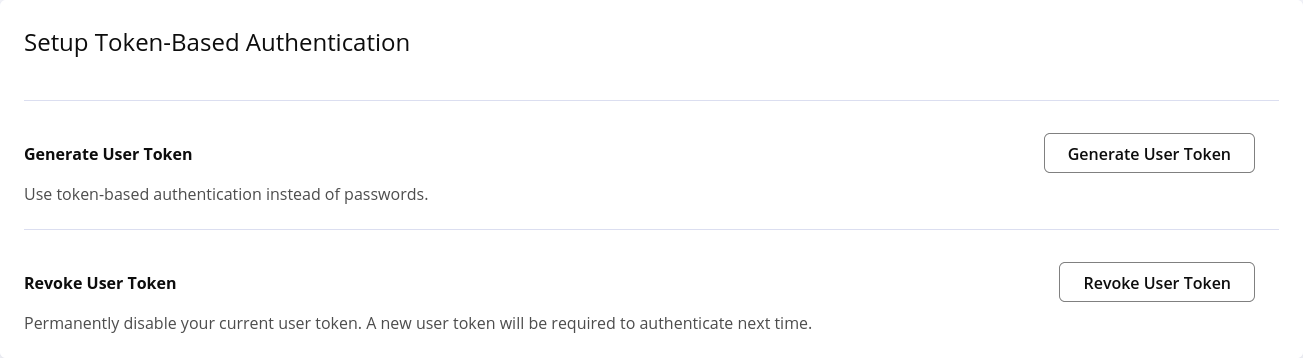 A screenshot of the accounts page that shows the Generate User Token button